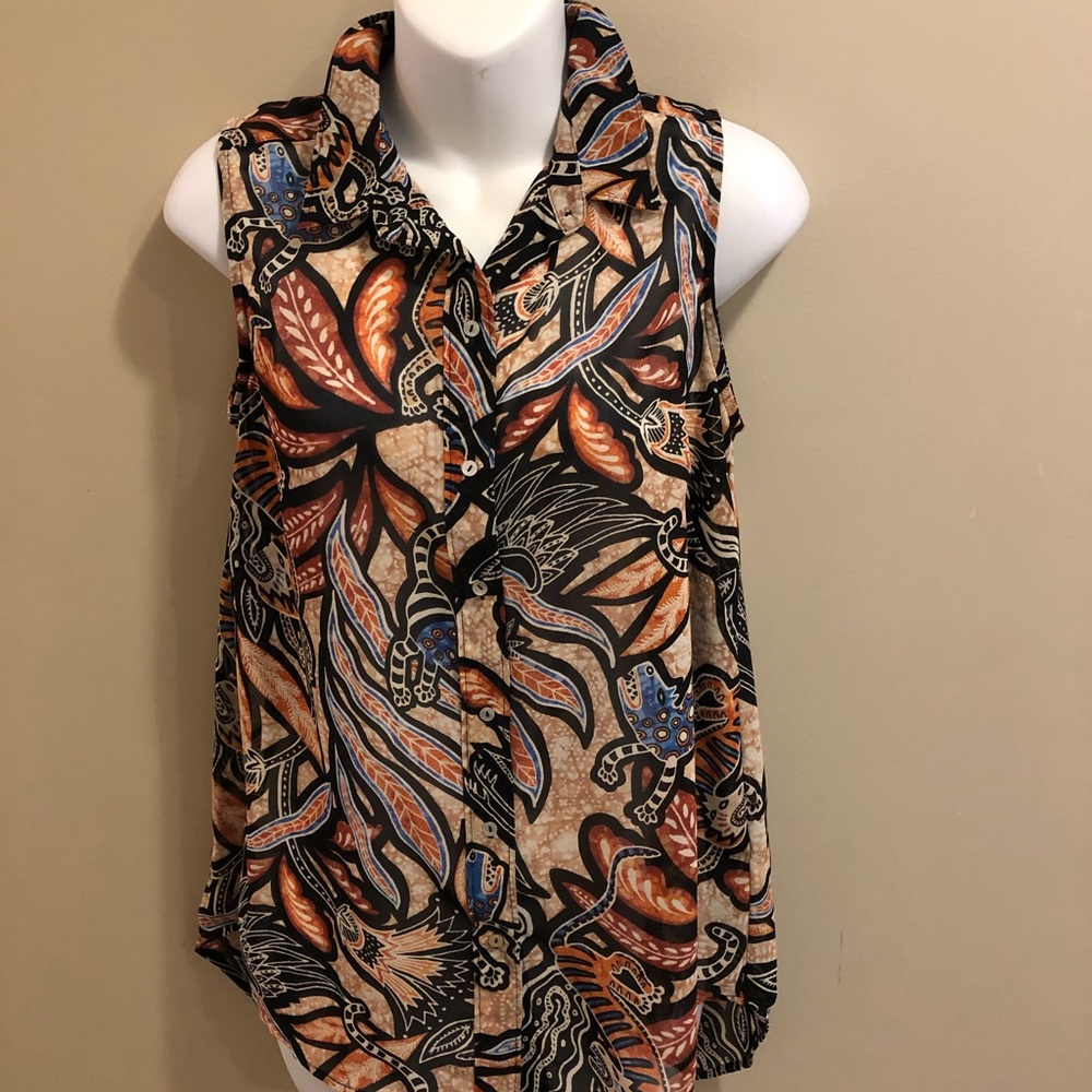 Tropical sleeveless blouse